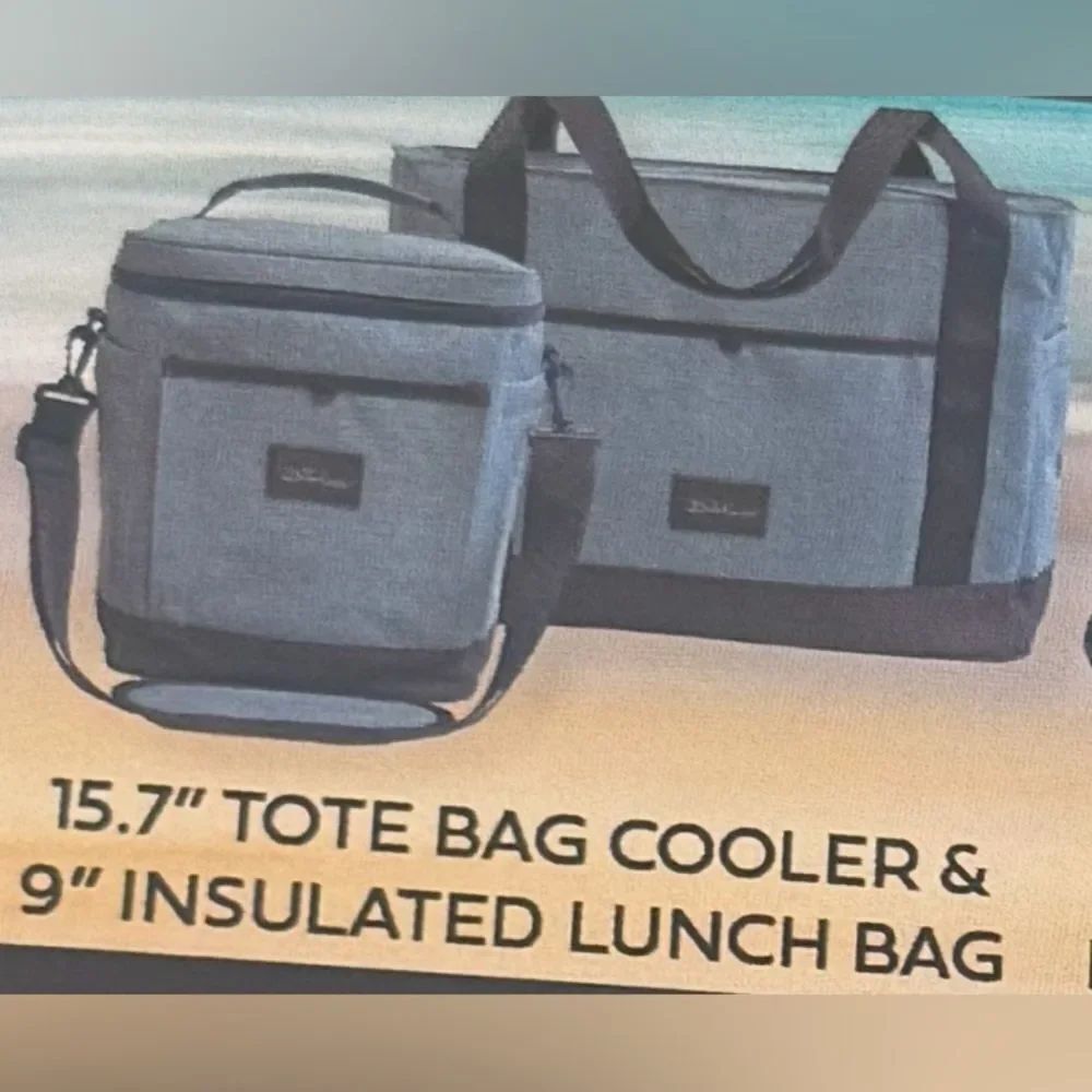 Bella Russo 15.7 Tote Bag Cooler & 9 In Insulated Lunch Bag Set Picnic Vacation